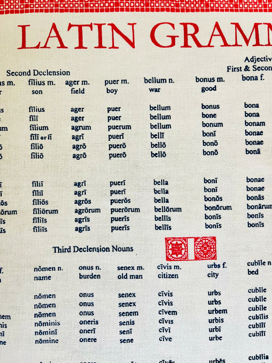 Latin grammar tea towel