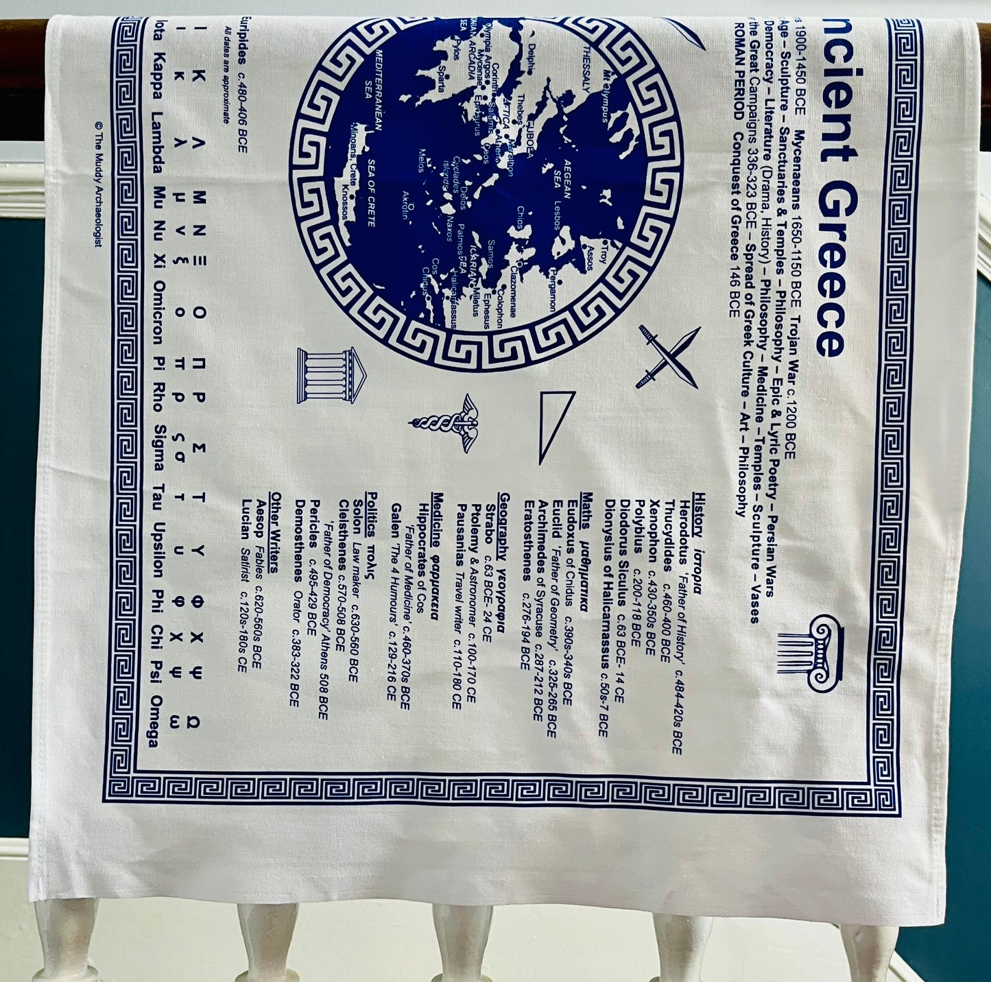 Ancient Greece tea towel