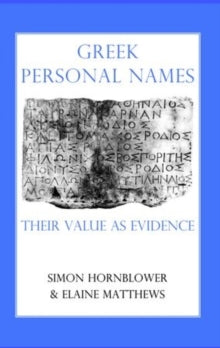 Greek Personal Names : Their Value as Evidence : 104