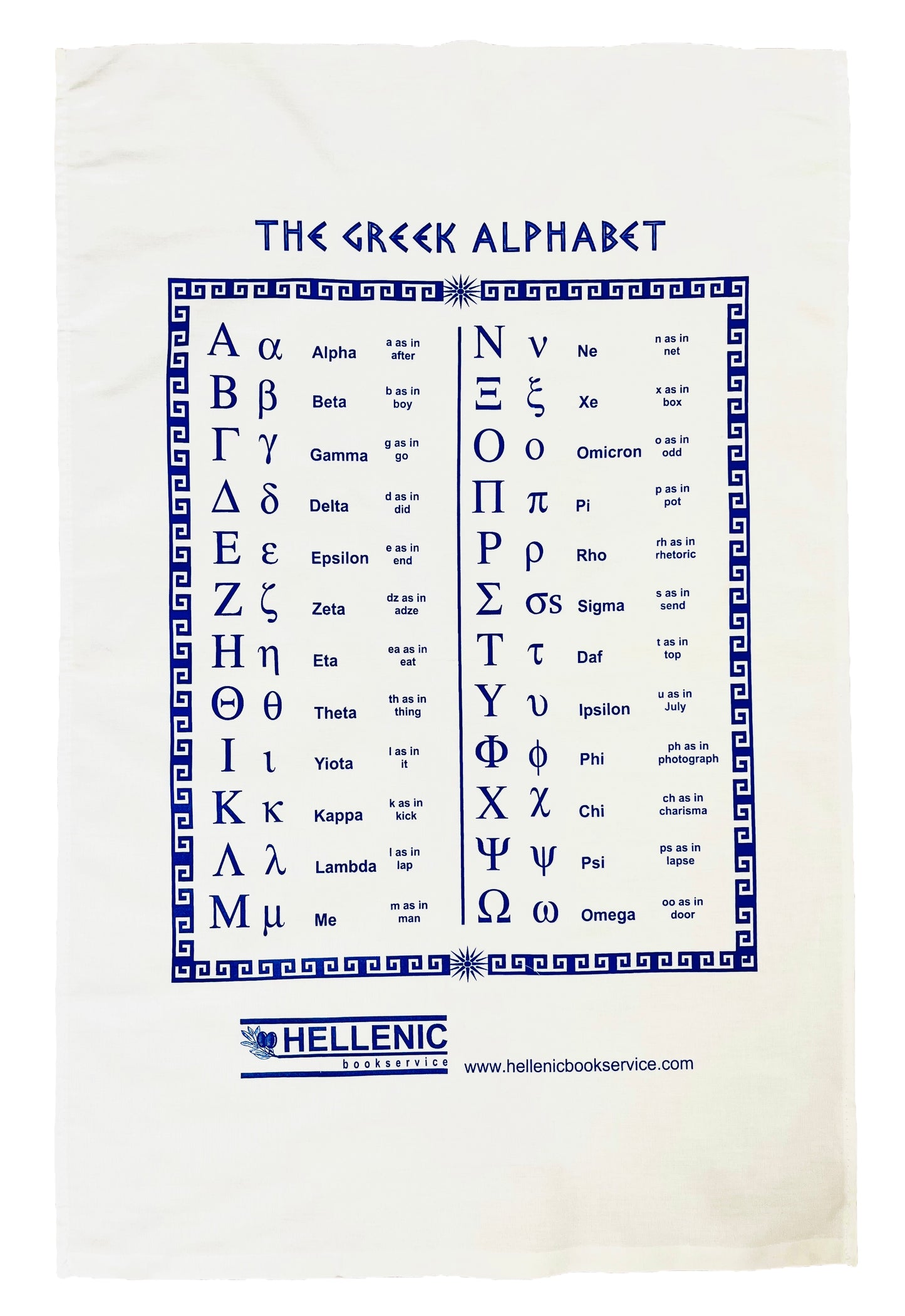 Greek alphabet tea towel
