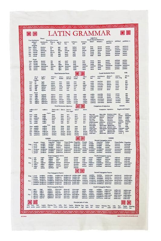 Latin grammar tea towel