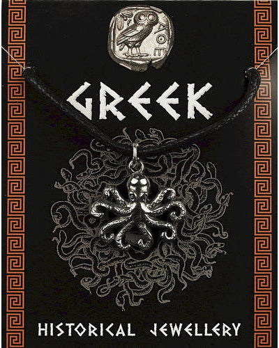 Greek Octopus Pendant - Pewter
