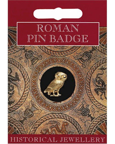 Roman Owl Pin Badge - Gold Plated